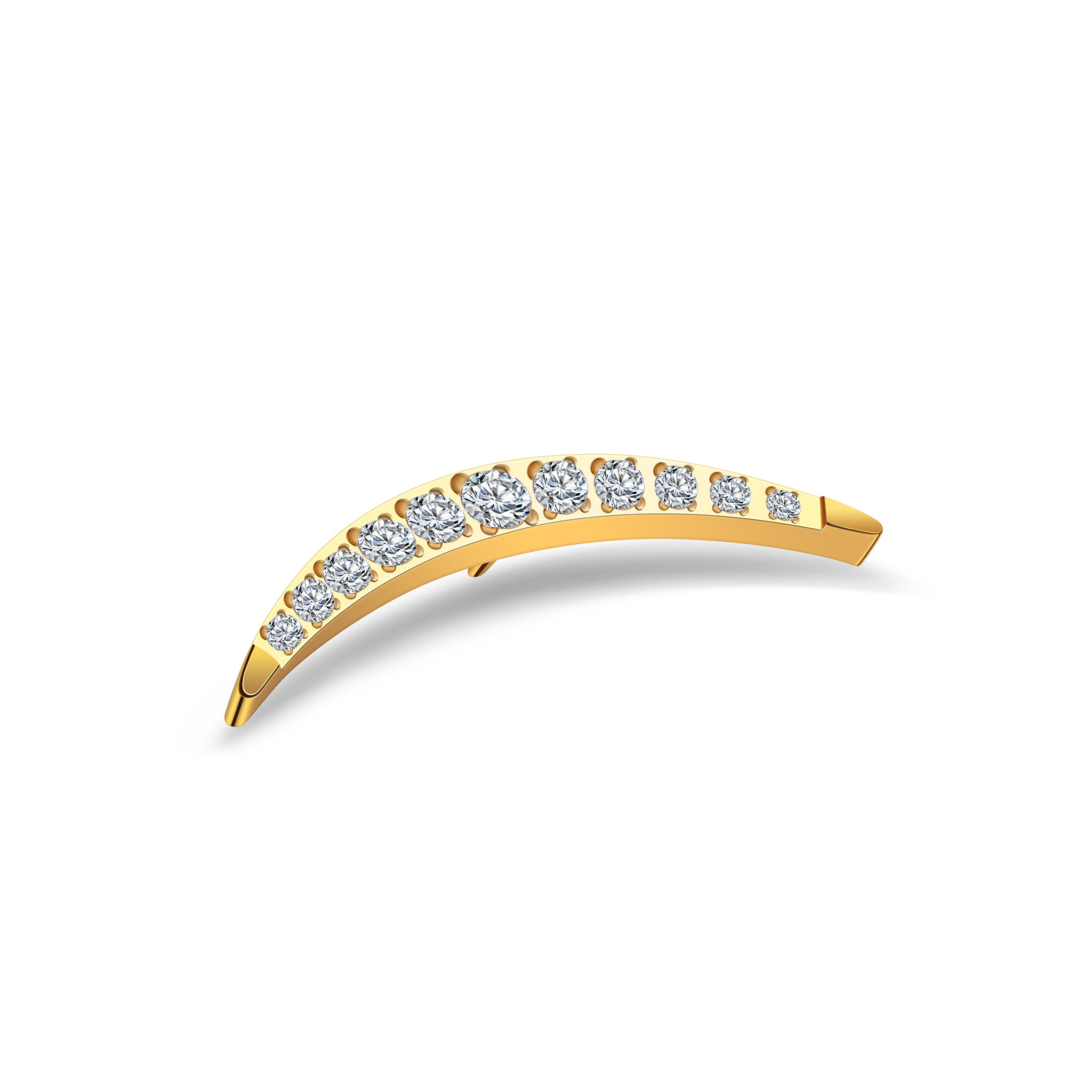 Gebogener Aufsatz mit Kristallreihe – Goldfassung