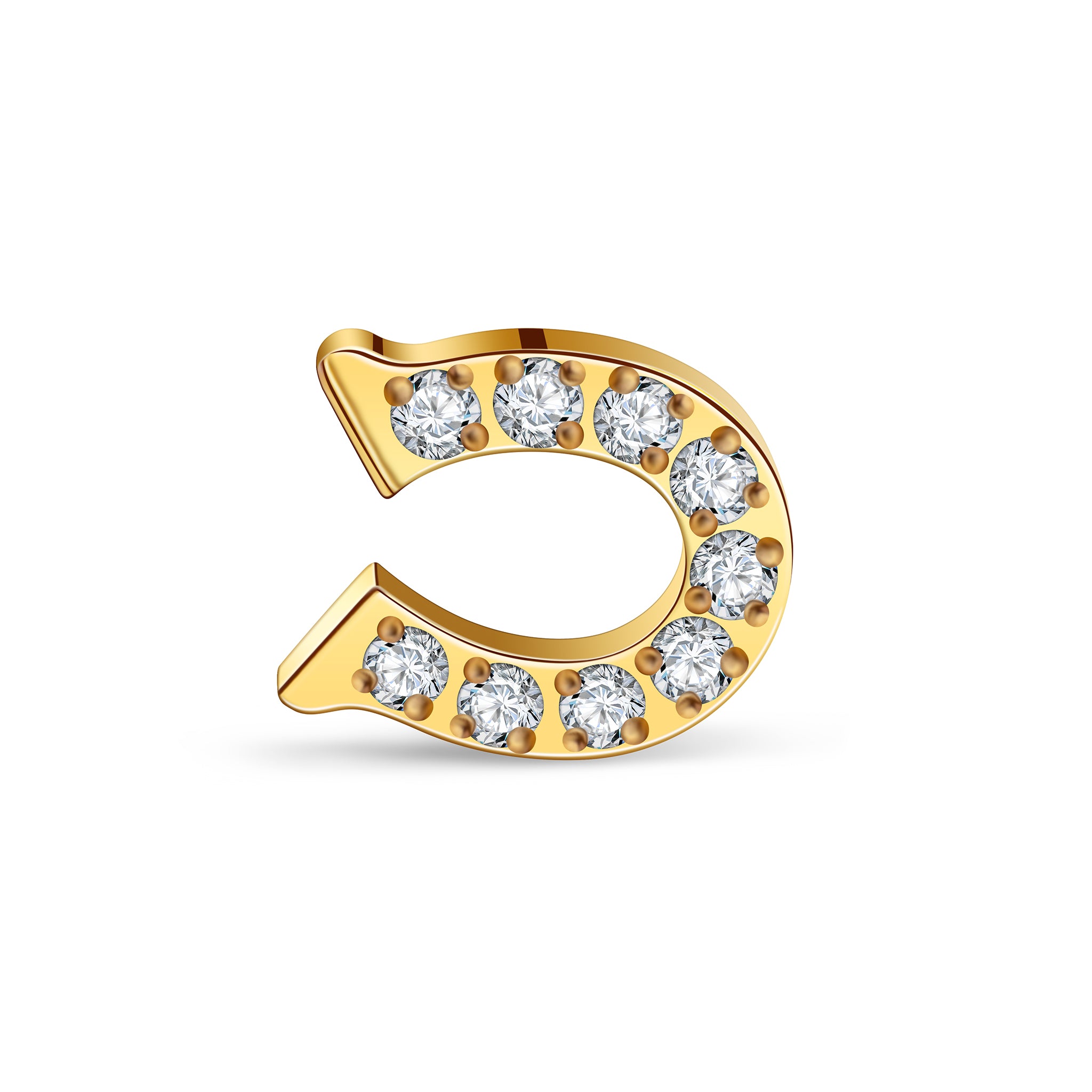 Hufeisenförmiger Aufsatz mit Kristallen – Goldfassung