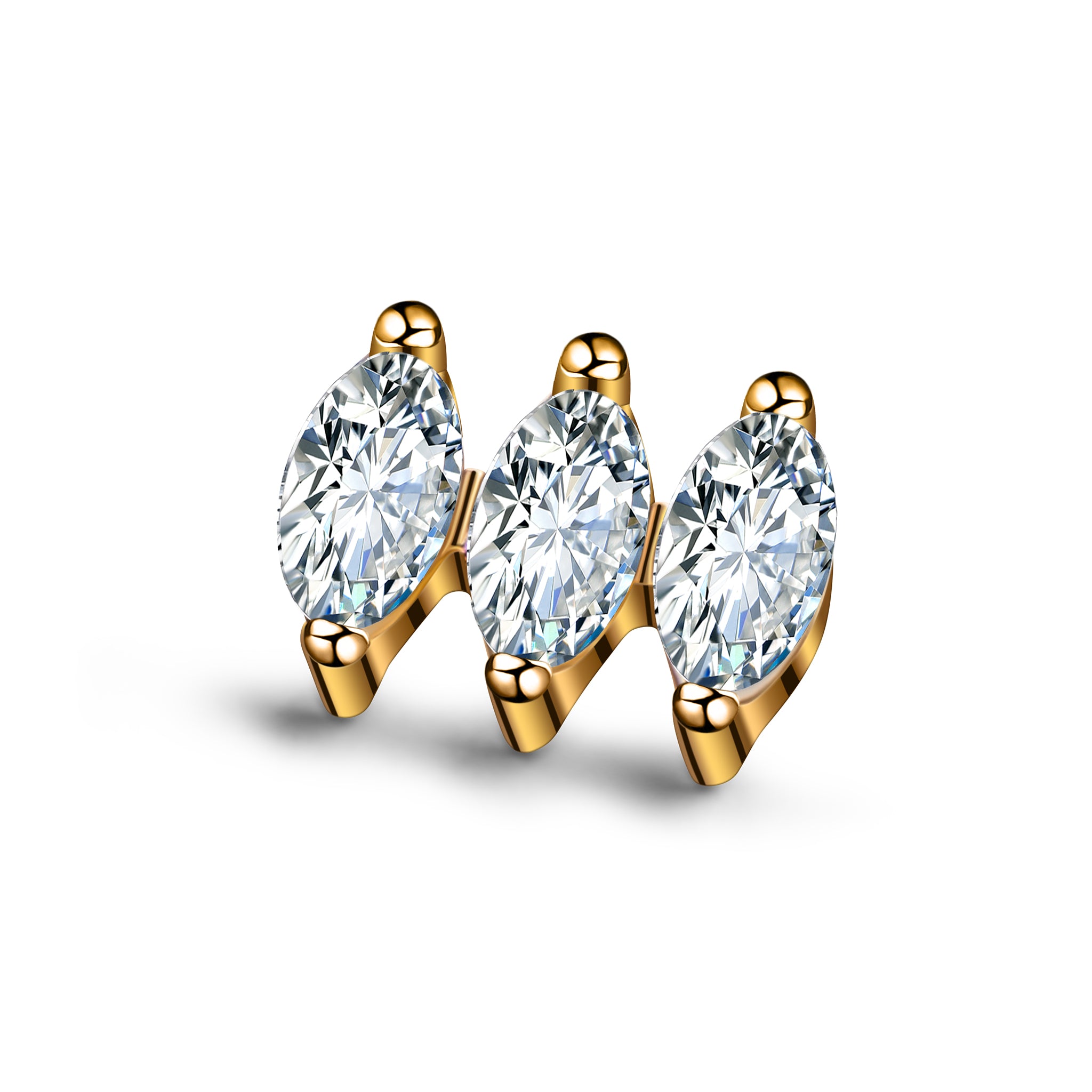 Dreifach-Kristall Aufsatz – Goldfassung