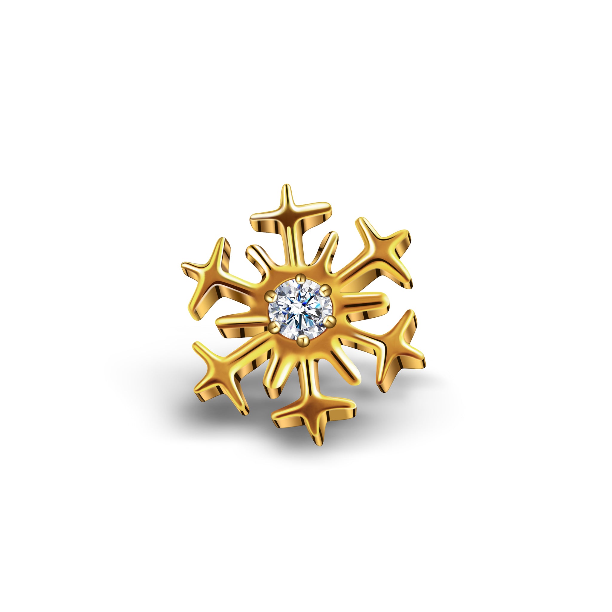 Schneeflockenförmiger Aufsatz mit Kristall – Goldfassung