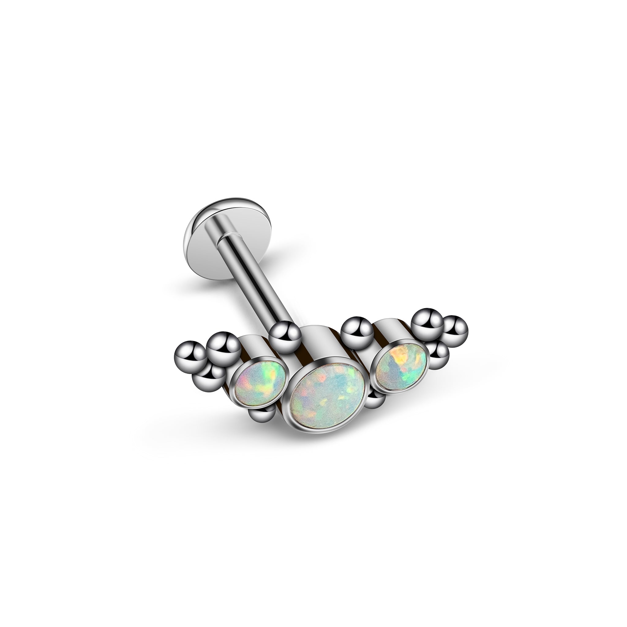 Piercing mit drei weißen Opalsteinen – Silberfassung