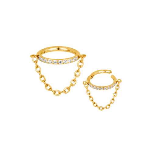 Clicker-Ring mit Hängekette und Kristall