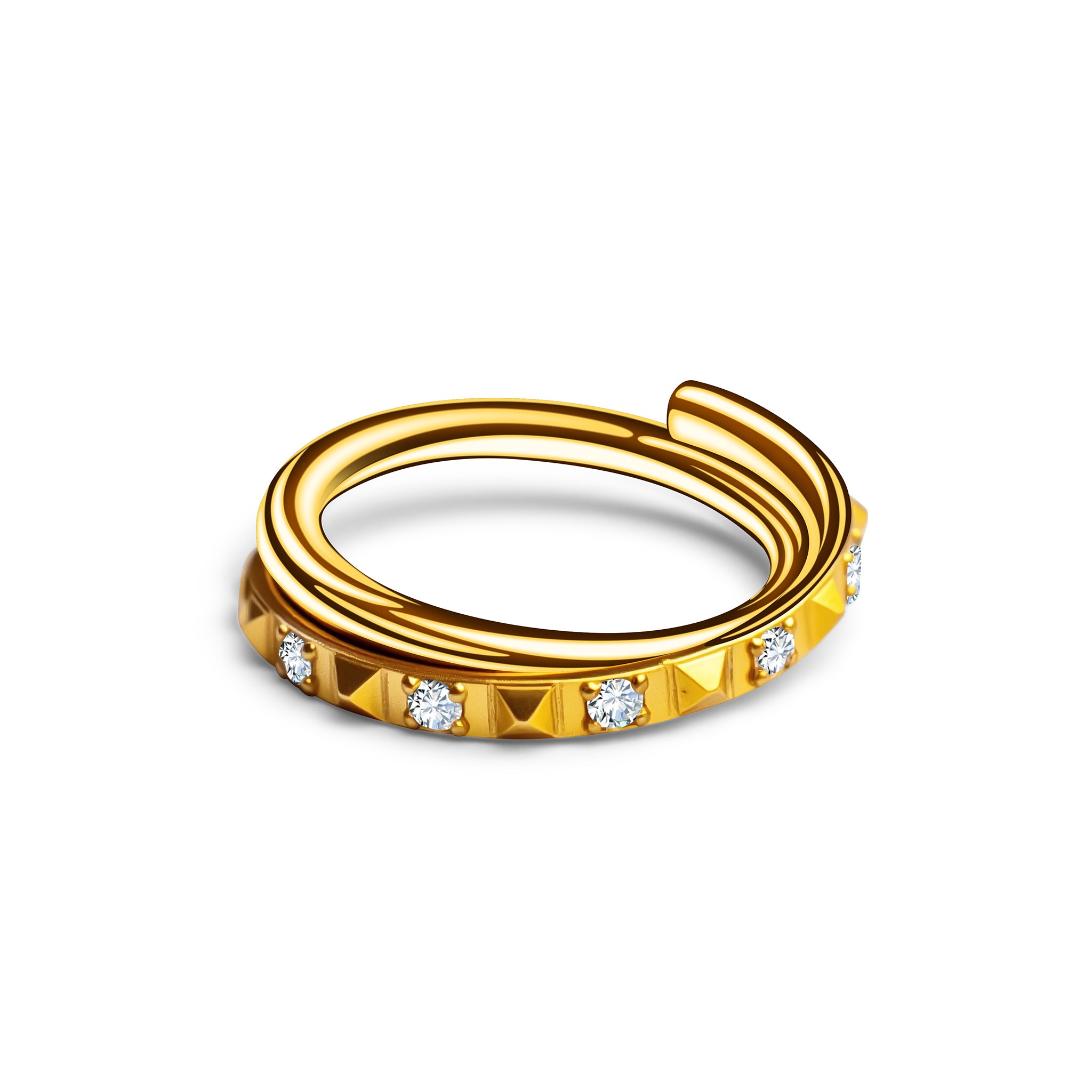 Clicker Ring Gold mit Zirkonia-Reihe