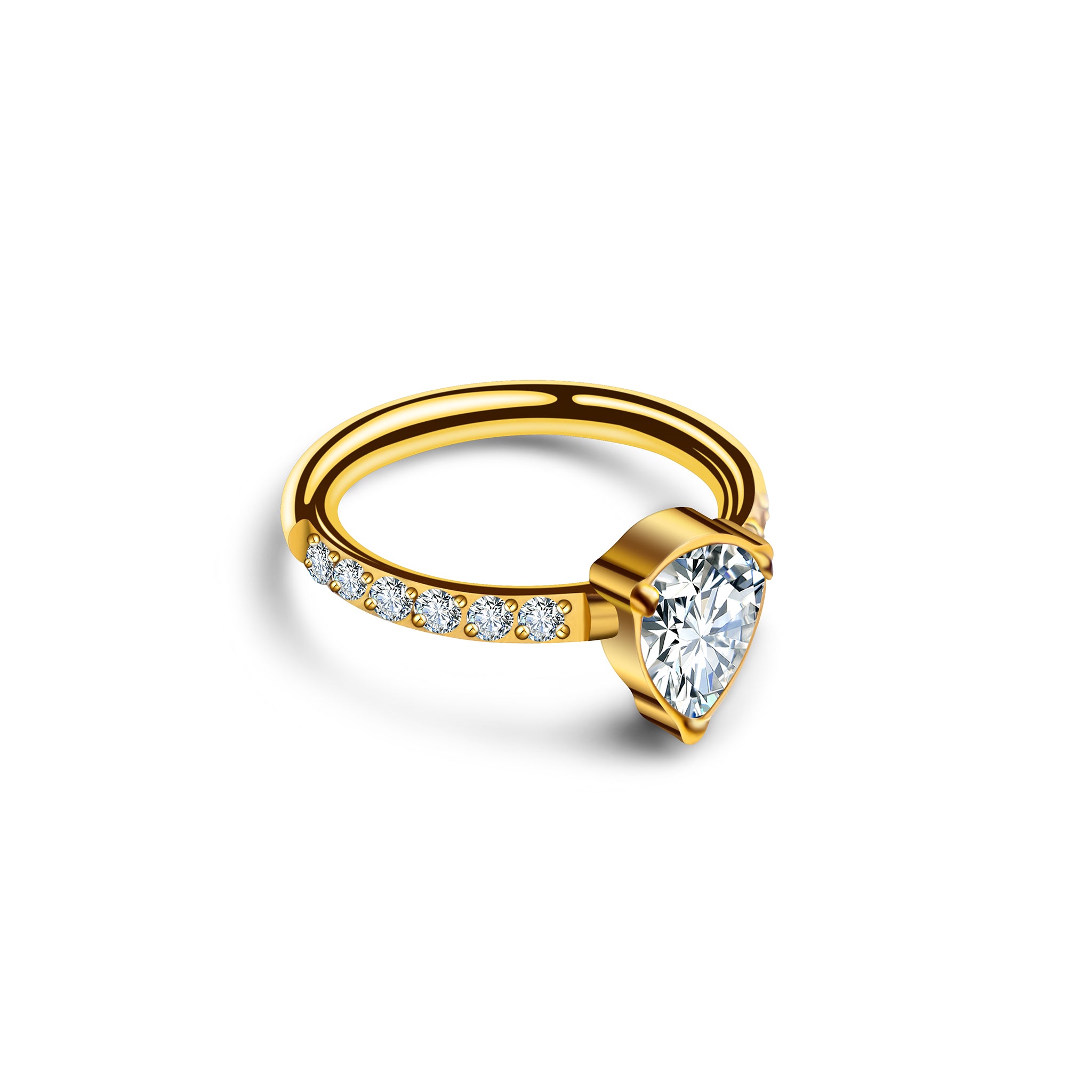 Clicker Ring Gold mit großem Herz-Zirkonia