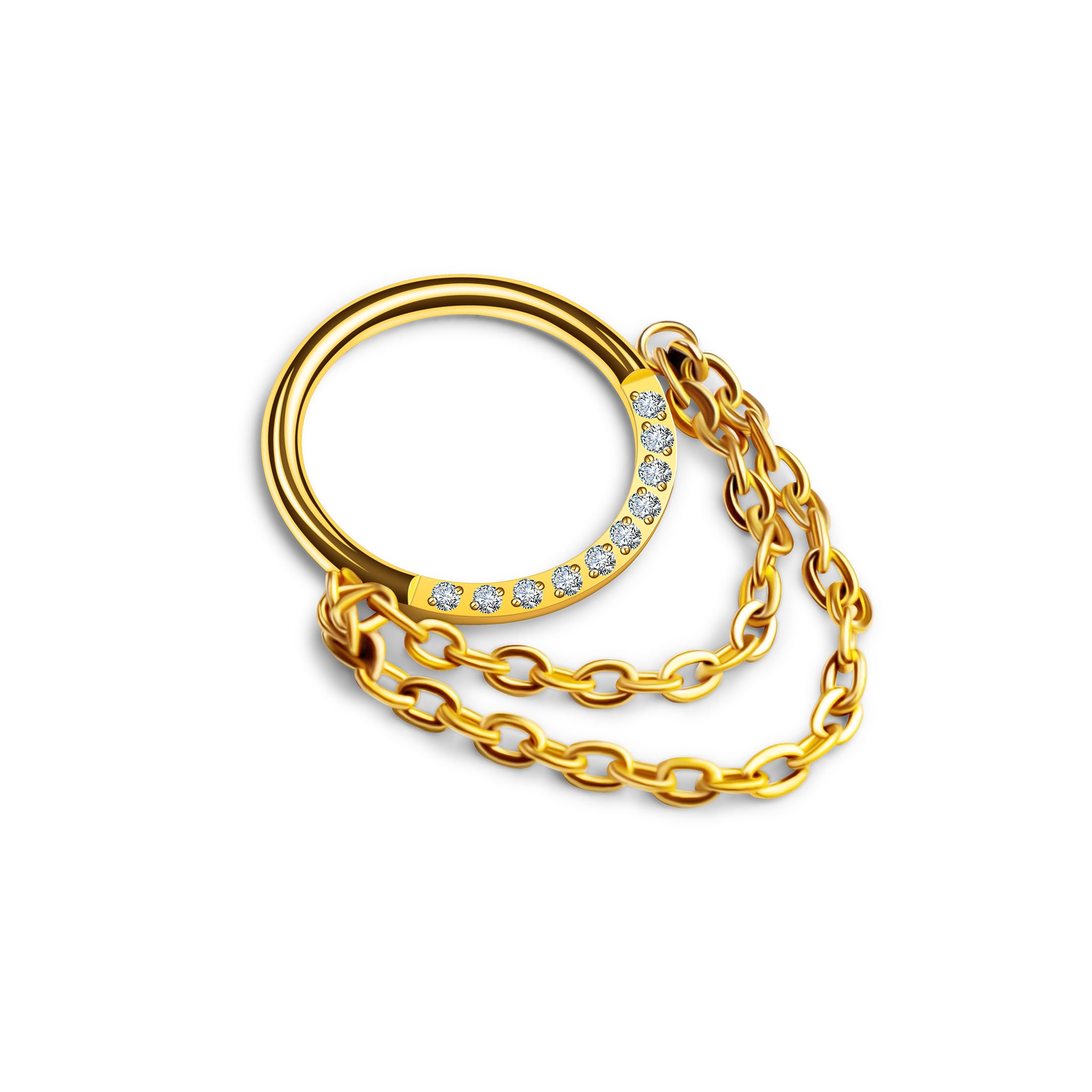 Clicker Ring Gold mit Kette & Zirkonia