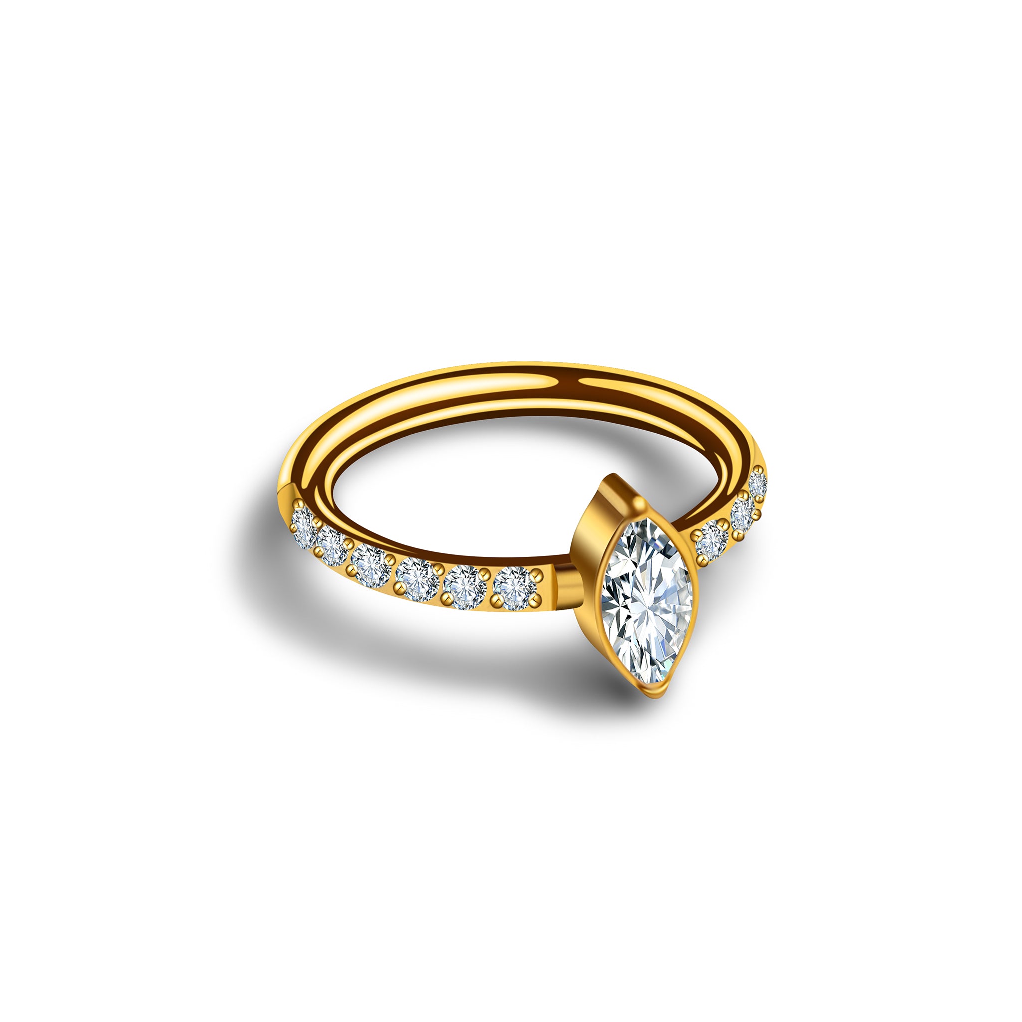 Clicker Ring Gold mit großem Marquise Zirkonia