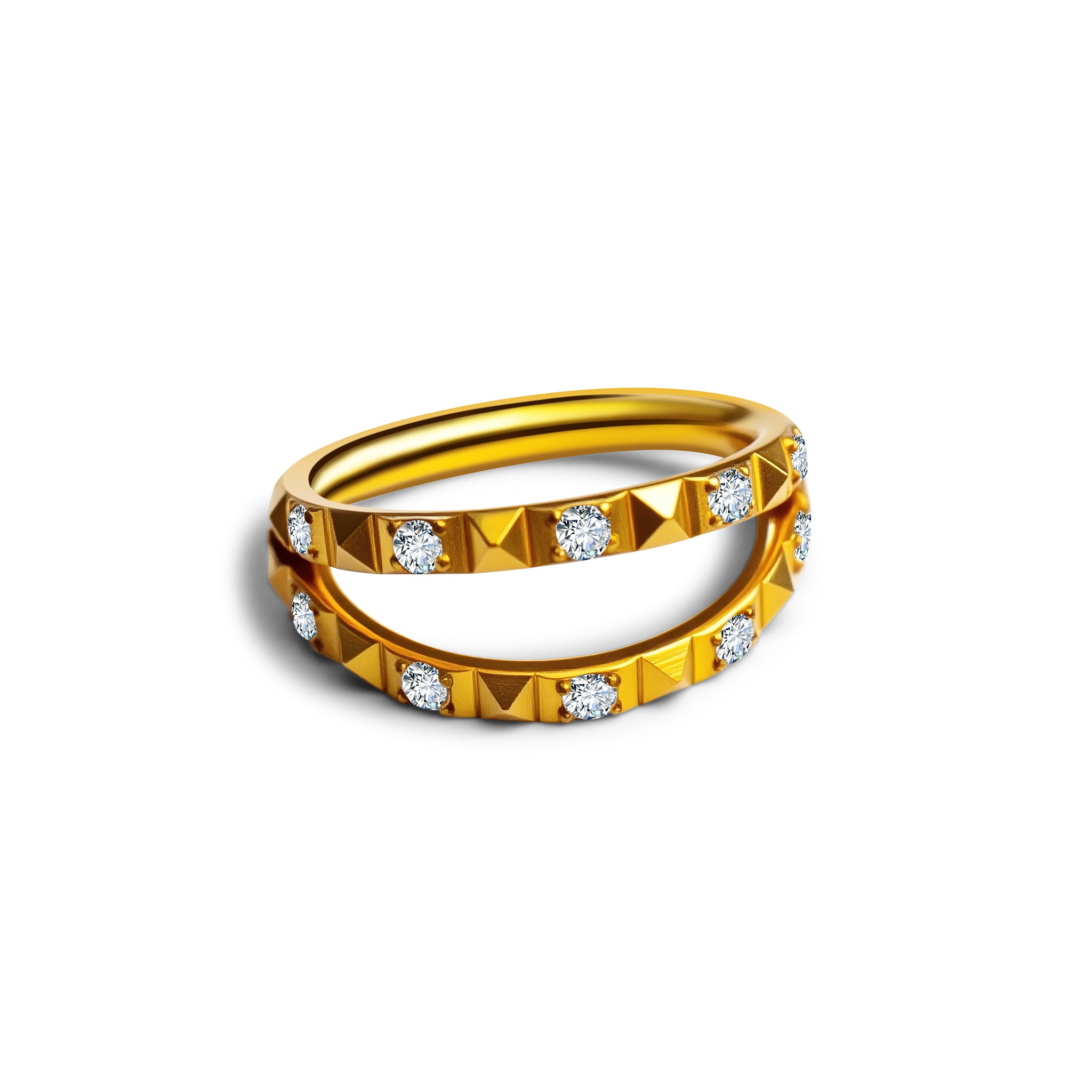 Clicker Ring Gold mit Doppelreihe & Zirkonia