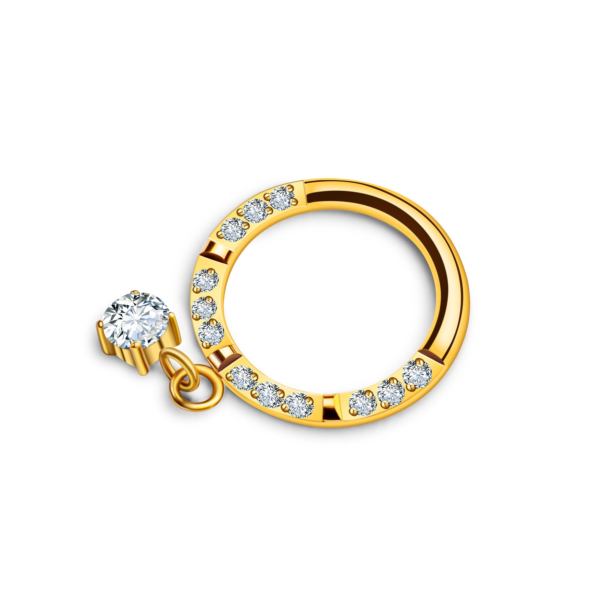 Clicker Ring Gold mit Anhänger Zirkonia