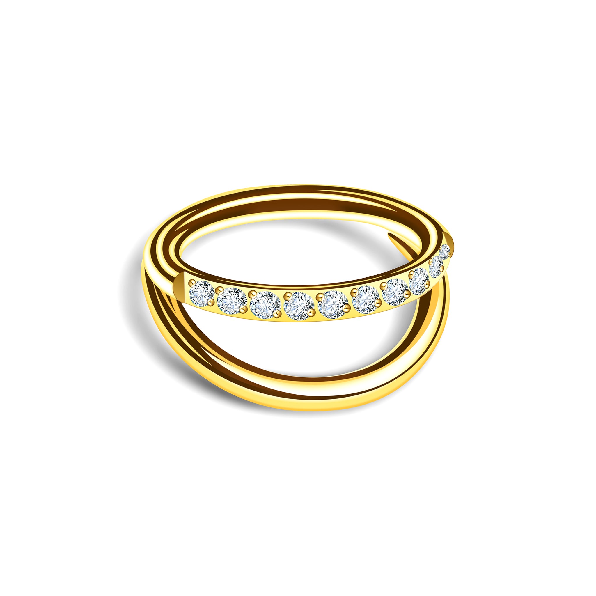 Clicker Ring Gold überkreuzt mit Zirkonia