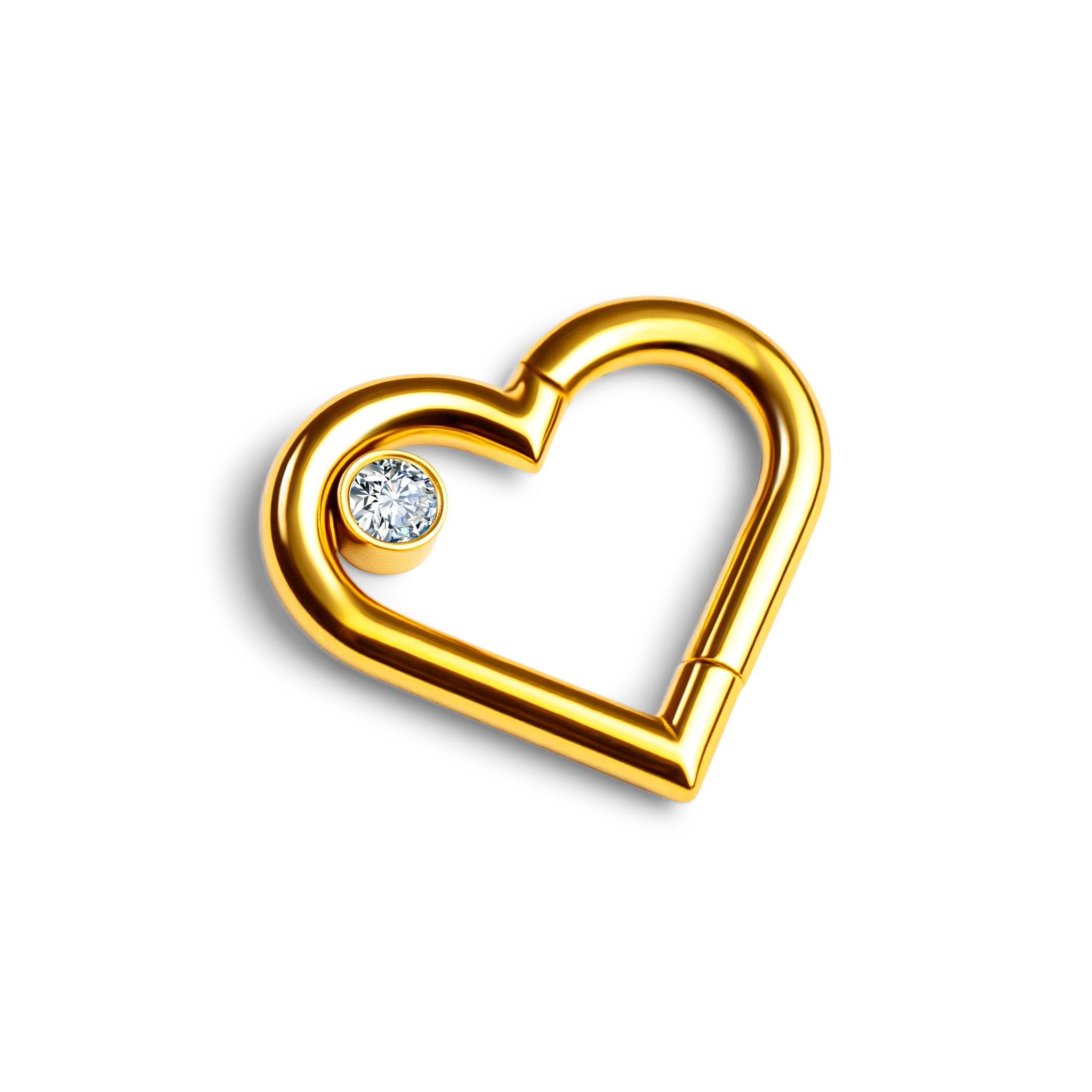 Clicker Ring Gold Herzform mit Zirkonia