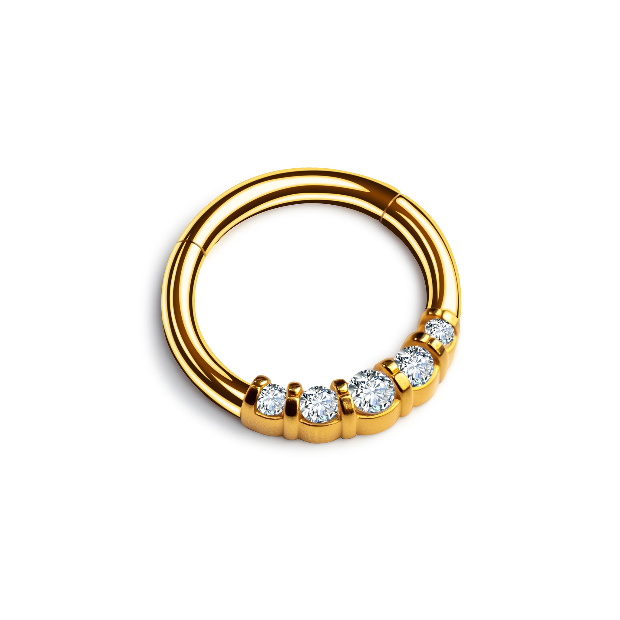 Clicker Ring Gold mit runden Zirkonia