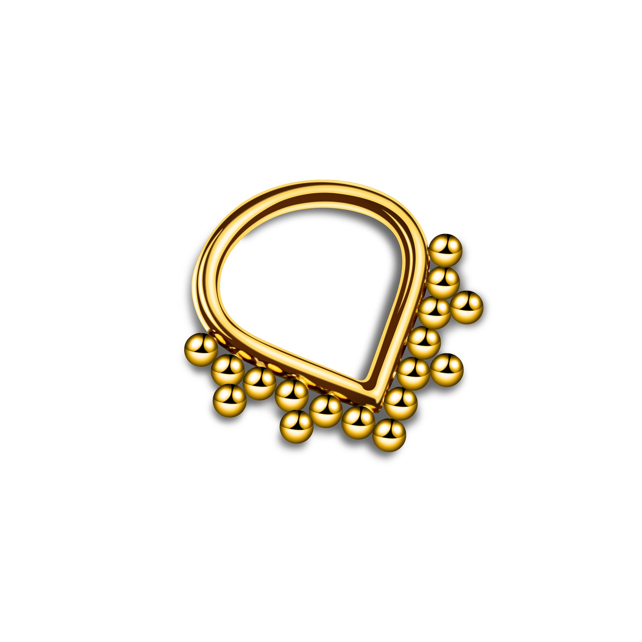 Clicker Ring Gold Tropfenform mit Kugeln