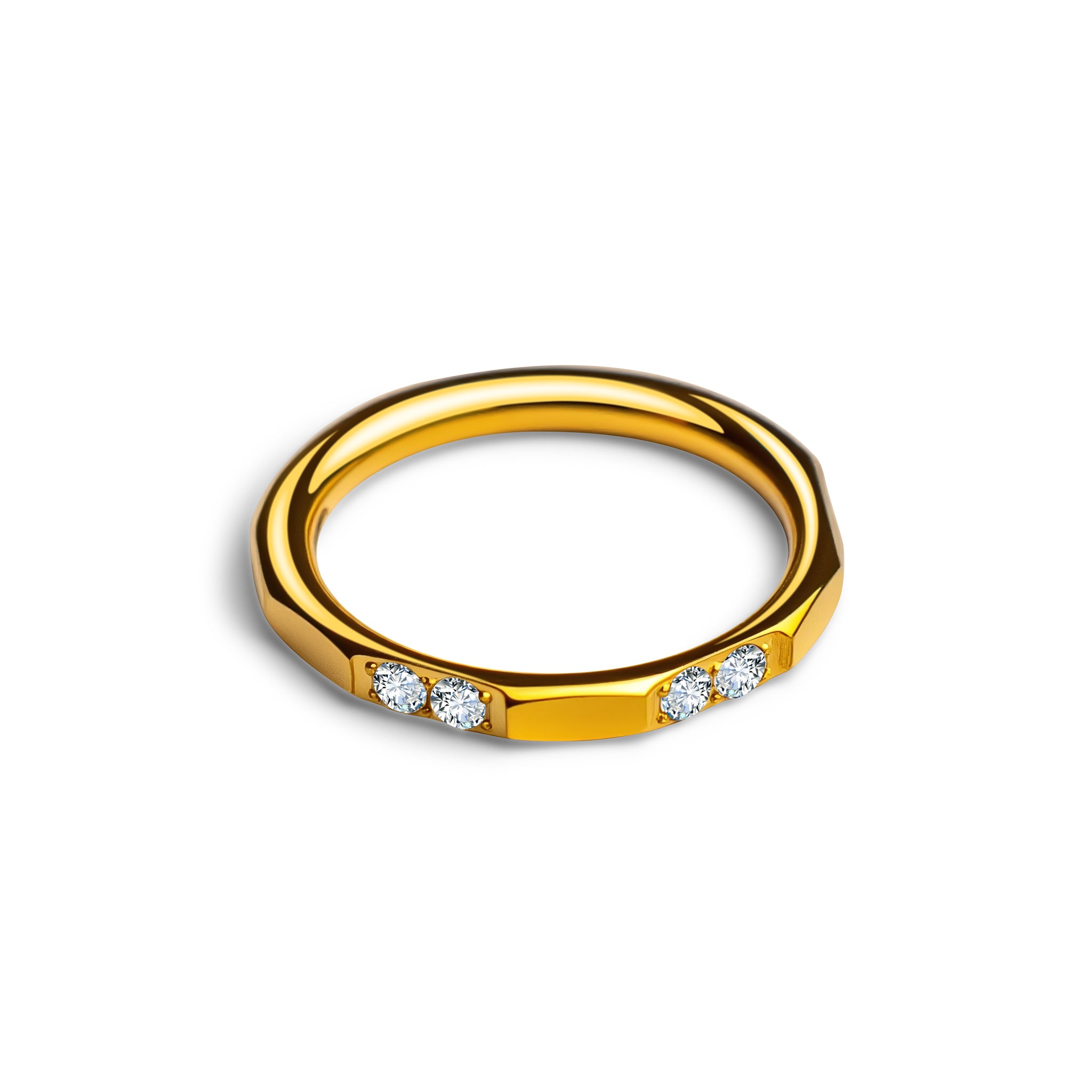 Clicker Ring Gold schmal mit Zirkonia