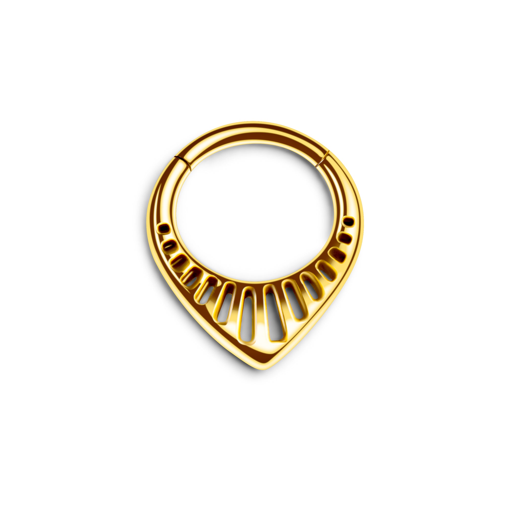 Goldener Piercing-Ring — Tropfenform mit Cut-Out Design