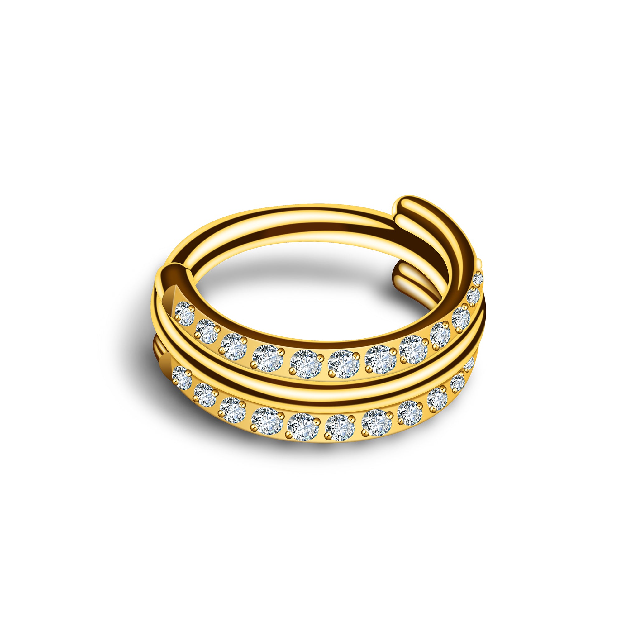 Clicker Ring Gold Doppelreihe mit Zirkonia