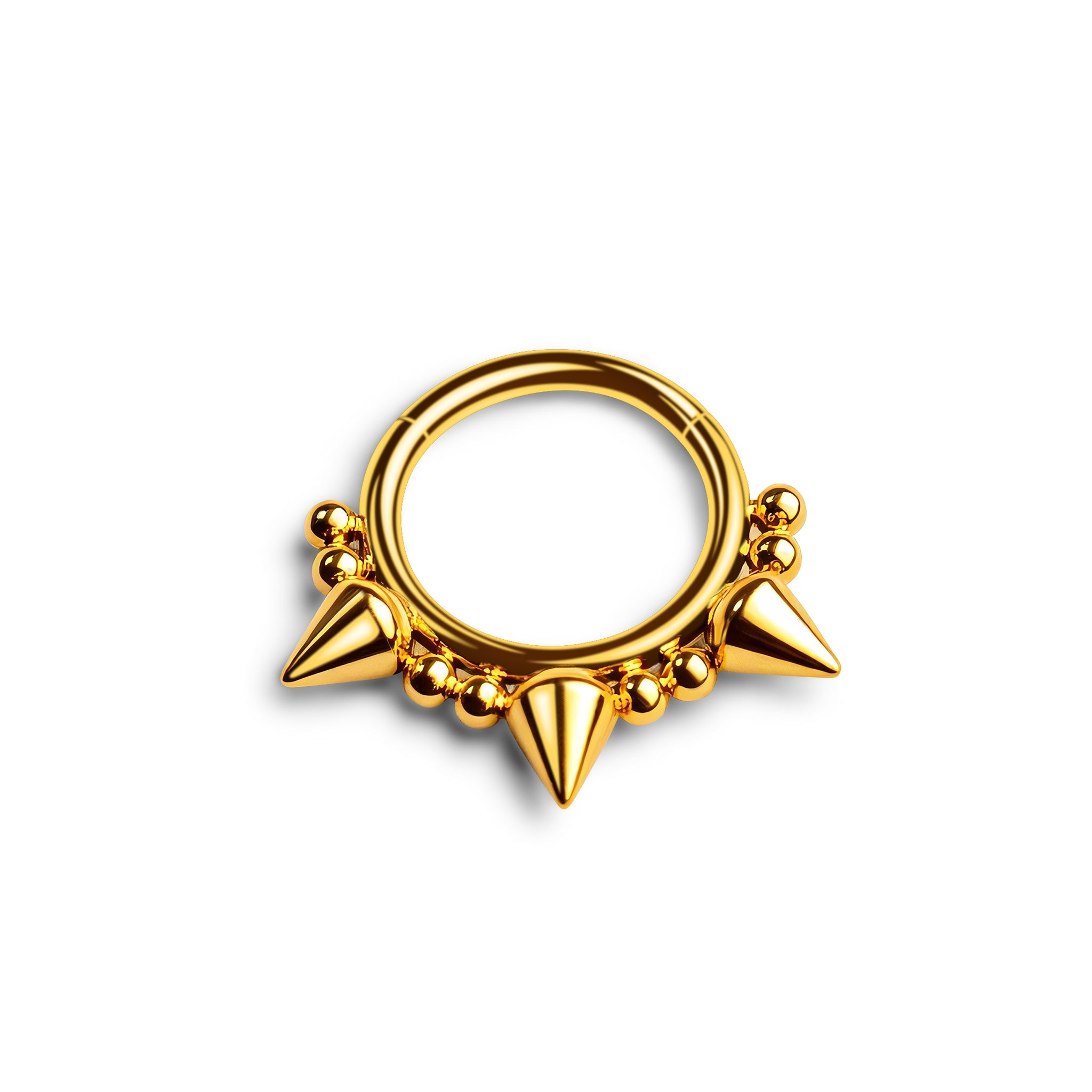 Goldener Piercing-Ring — Spike Design mit Kugelverzierung